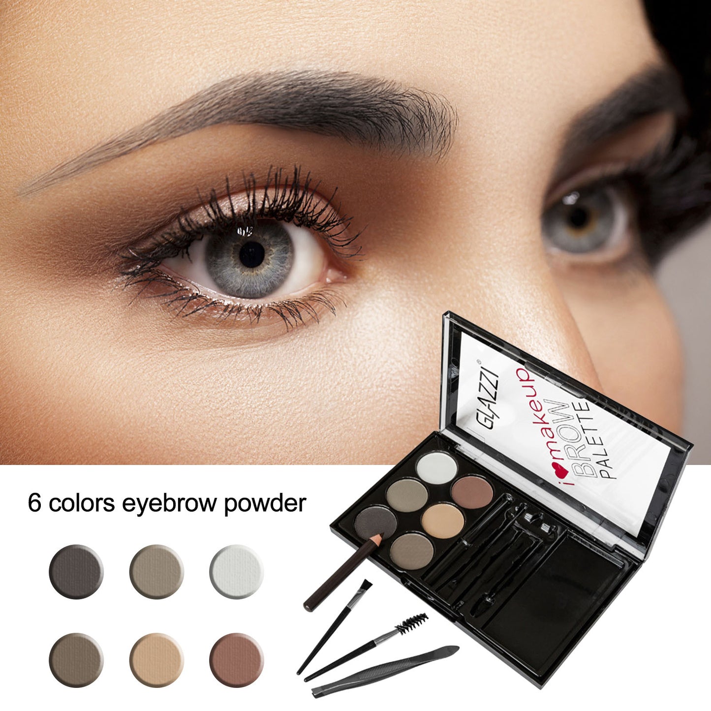 Natural Brown Eyebrow Powder Palette Eye Contour Enhancers Eye Brows Shadow Stamp Shaping Waterproof Makeup Kit With Brush