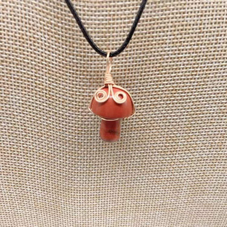 New Winding Small Mushroom Natural Stone Necklace