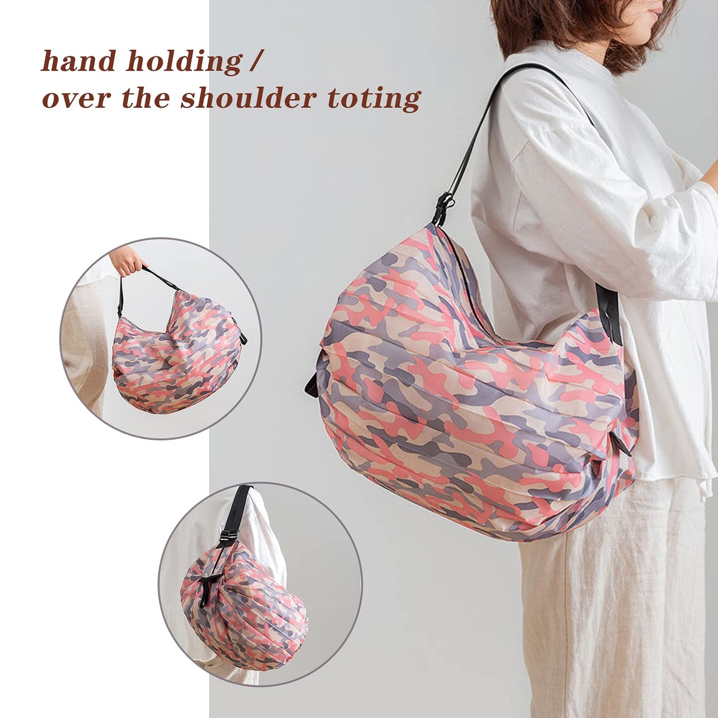 Large Capacity Shopping Bags Portable Foldable Reusable Grocery Bags Daily Commuting Picnic Camping Storage Bag