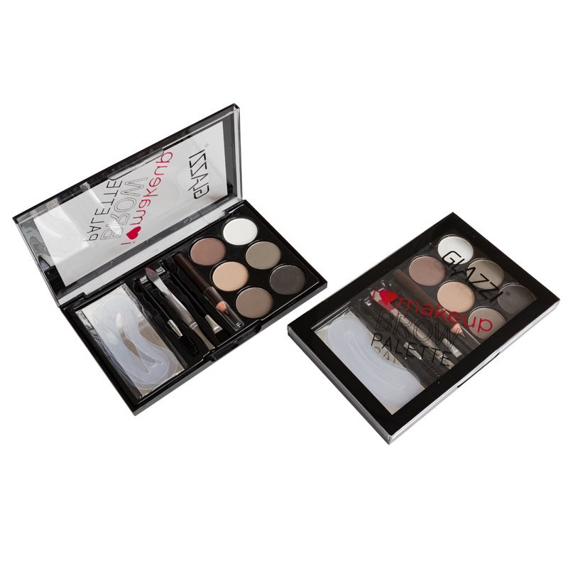 Natural Brown Eyebrow Powder Palette Eye Contour Enhancers Eye Brows Shadow Stamp Shaping Waterproof Makeup Kit With Brush