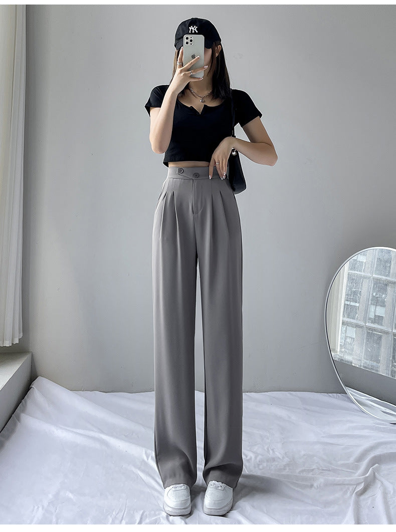 Women's New High Waist Loose Drape Suit Wide Leg Pants