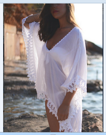 Fashion Solid Color Beach Bikini Lace White Blouse