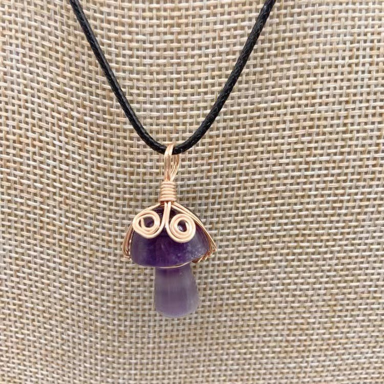 New Winding Small Mushroom Natural Stone Necklace