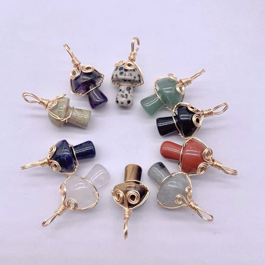 New Winding Small Mushroom Natural Stone Necklace