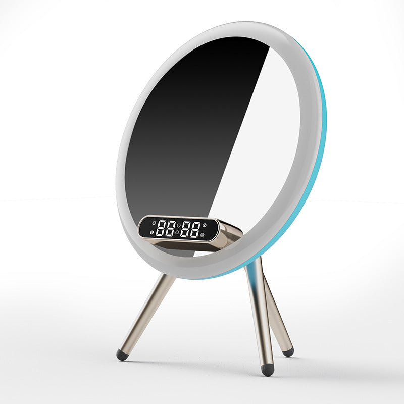 New Multi -function LED Mirror Alarm Clock Wireless Charger Digital Clock Time USB Table Clock