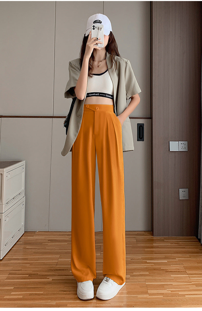 Women's Loose Casual High Waist Wide Leg Suit Pants