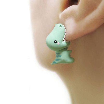 Cute Animal Bite Earring Dinosaur Stud Suitable For Women Cartoon Little Dog Whale Earring Teens Girl Funny Gift