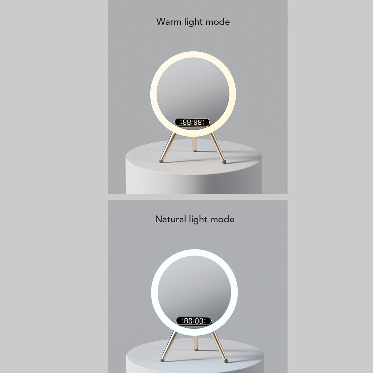 New Multi -function LED Mirror Alarm Clock Wireless Charger Digital Clock Time USB Table Clock