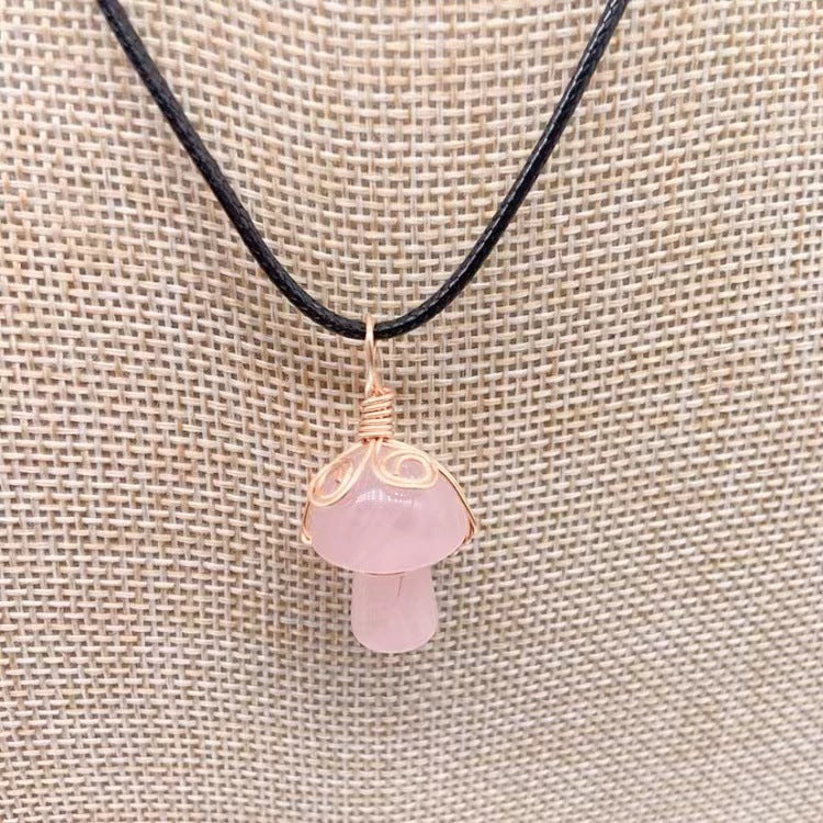 New Winding Small Mushroom Natural Stone Necklace