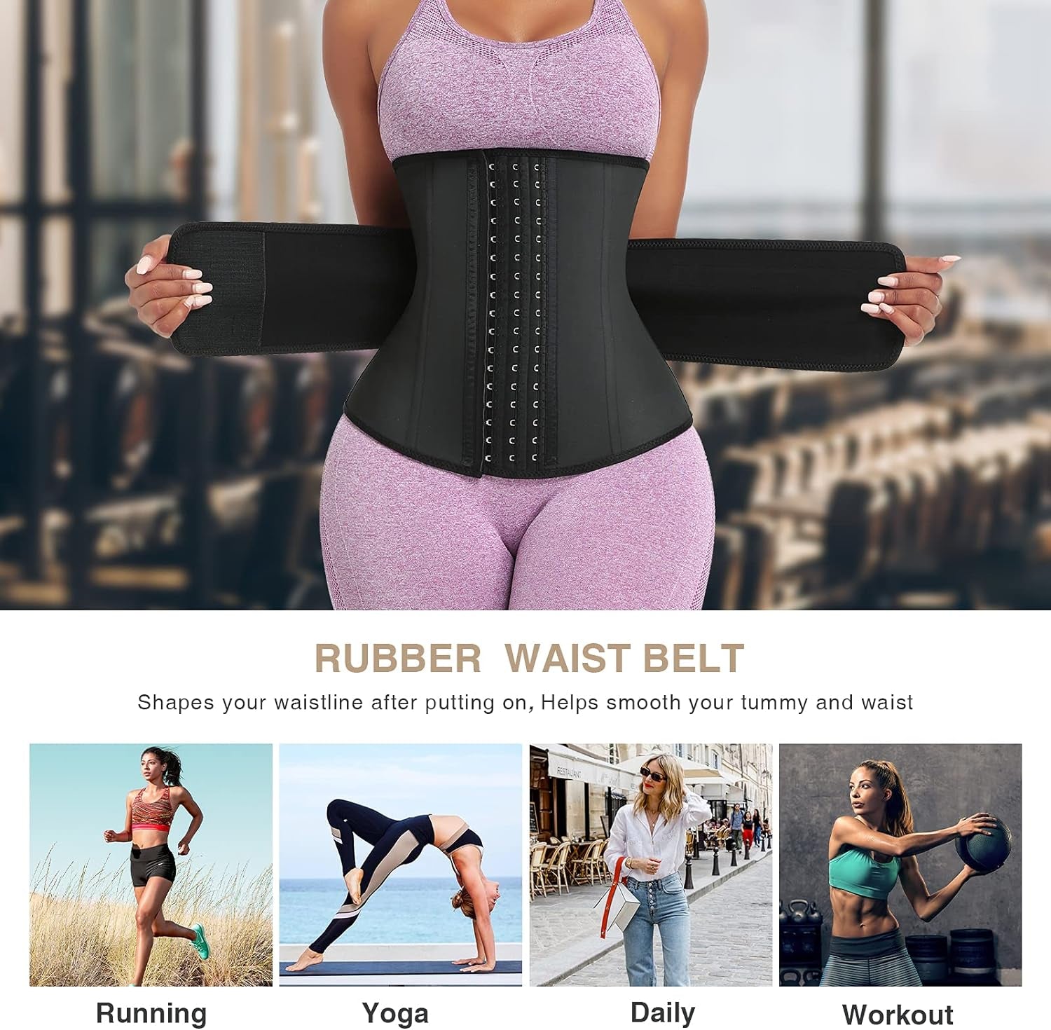 "Ultimate Long Torso Waist Trainer for Curvy Women - Achieve Your Hourglass Figure with Adjustable Belts and Premium Latex/Neoprene Corset Cincher Featuring Zipper/Hooks"